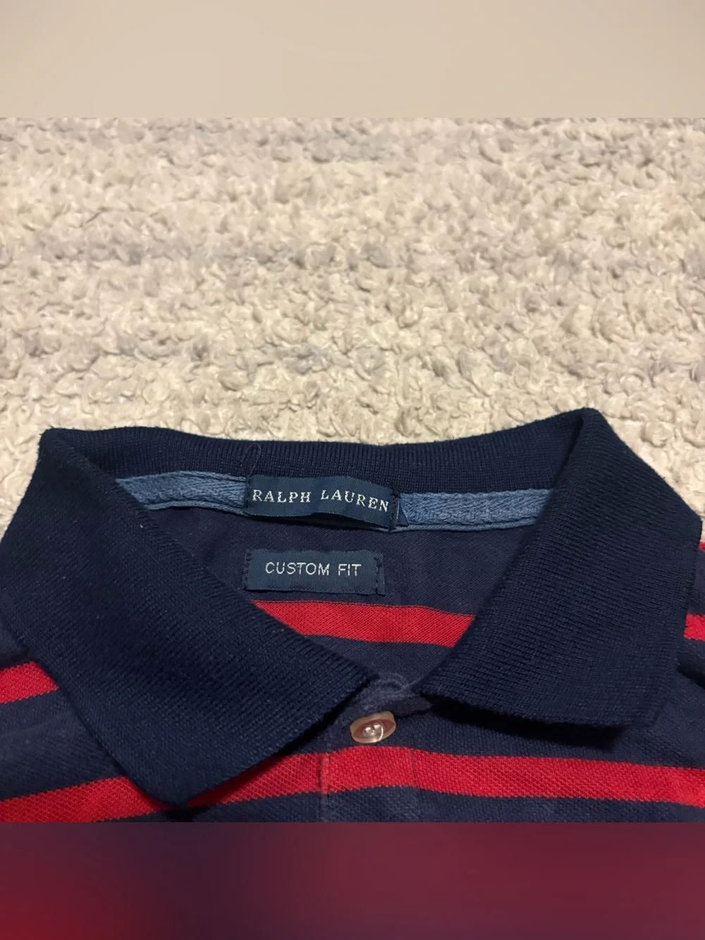Ralph Lauren Big Pony Striped Polo Dress Navy Red Custom Fit Sz Small / Medium